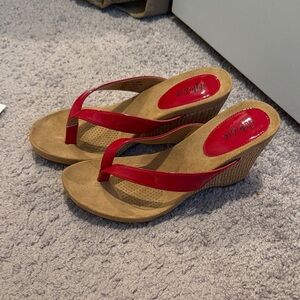 Style & Co. Red and Tan Wedge Sandals